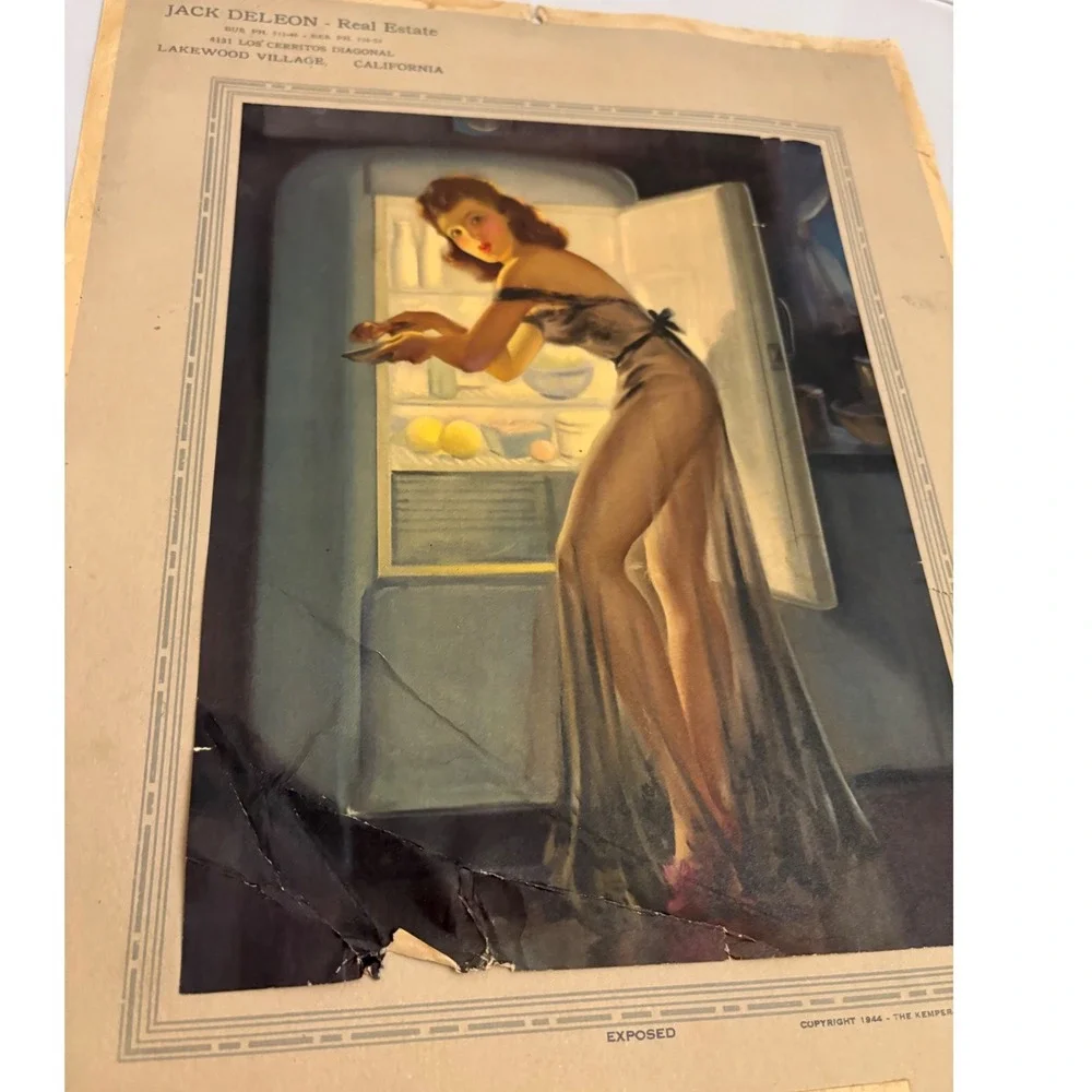 1945 December Calendar Pinup Girl Art Jack Deleon RealEstate Lakewood California